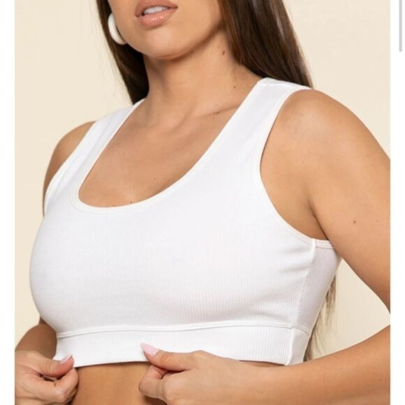 Thirty Years White Ribbed Crop Top - Picture 1 of 7
